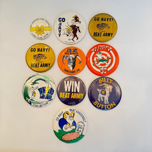 Vtg Lot U S Naval Academy Football Pin Buttons Army Notre Dame Vanderbilt Tulane - Picture 1 of 5